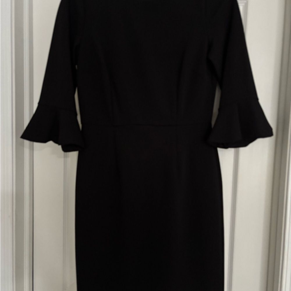 Business Casual Black Dress with Ruffle Sleeves